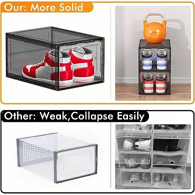 Clear Shoe Storage Boxes with Magnetic Doors for Sneakers, Boots, and More