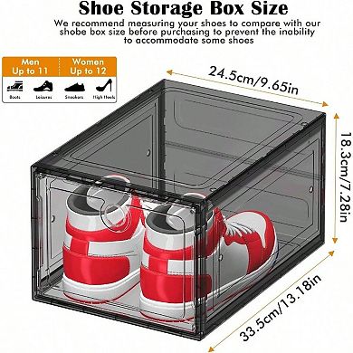 Clear Shoe Storage Boxes with Magnetic Doors for Sneakers, Boots, and More