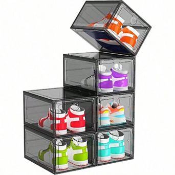 Clear Shoe Storage Boxes with Magnetic Doors for Sneakers, Boots, and More