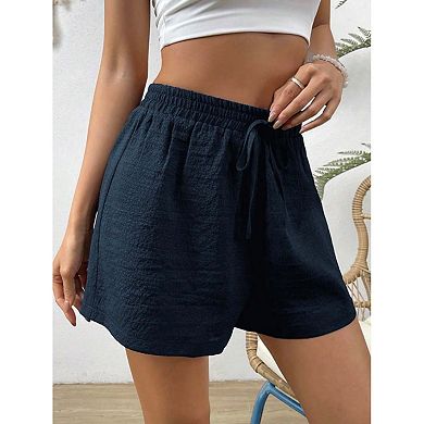 Seoria Drawstring Elastic Waist Wide Leg Casual Summer Shorts