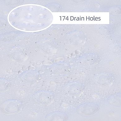 KSIZUIS 2-Pack Non-Slip Bathtub Mats - 40"x16" Clear White with Suction Cups & Drain Holes