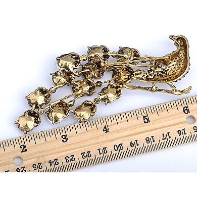 Womens Gold Tone Multicolored Rhinestones Peacock Bird Brooch Pin