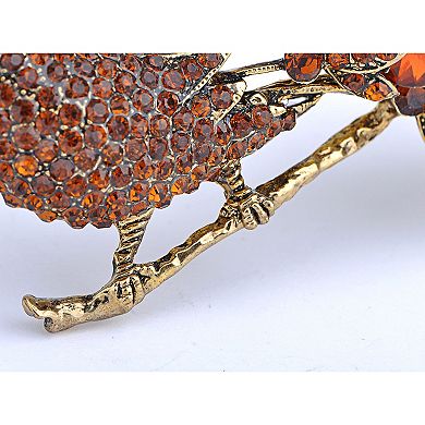Womens Gold Tone Multicolored Rhinestones Peacock Bird Brooch Pin