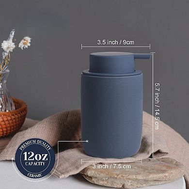 KSIZUIS 2-Pack Matte Blue Ceramic Soap Dispenser Set - 12 oz Each with Pumps & Clear Stickers