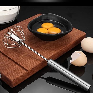 Stainless Steel Egg Whisk Hand Push Rotary Whisk Blender
