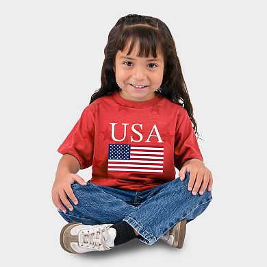 USA Flag Solid - Toddler Short Sleeve Star Tee