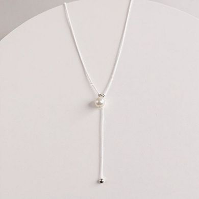 Women's Adjustable Drop Necklace with Single Bead Accent and Sleek Lariat Chain