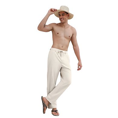 Mens Relaxed Fit Linen Summer Pants