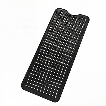 KSIZUIS Extra Long Non-Slip Bathtub Mat-40"x16"Black with Suction Cups&Drain Holes,Machine Washable