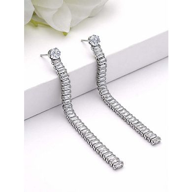AGP PARIS Linear Crystal Tassel Drop Earrings
