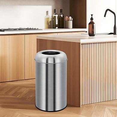 Open-Top Trash Can Stainless Steel Trash Can with Removable Inner Bucket