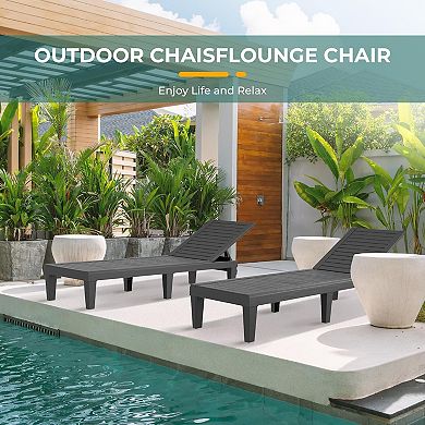EFU 5-Position Adjustable Resin Lounge Chair, Weatherproof Pool Recliner for Patio