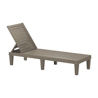 EFU 5-Position Adjustable Resin Lounge Chair, Weatherproof Pool Recliner for Patio