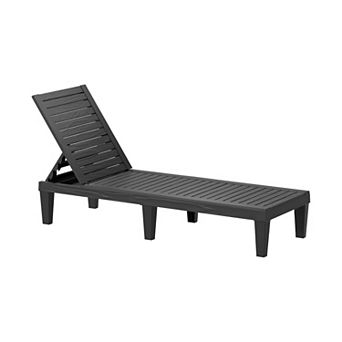 EFU 5-Position Adjustable Resin Lounge Chair, Weatherproof Pool Recliner for Patio