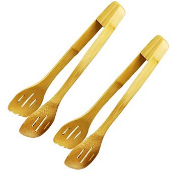 12 inch Cooking & Serving Bamboo Kitchen Tongs - 2 pack