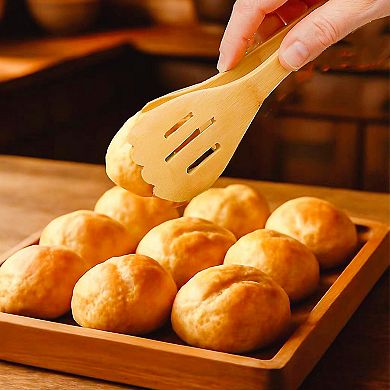 12 inch Cooking & Serving Bamboo Kitchen Tongs - 2 pack