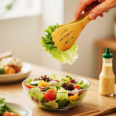 12 inch Cooking & Serving Bamboo Kitchen Tongs - 2 pack