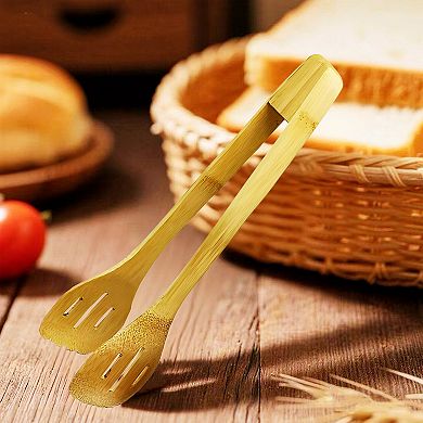 12 inch Cooking & Serving Bamboo Kitchen Tongs - 2 pack