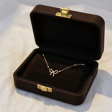 Women's Bow Pendant Necklace with Dainty Beaded Chain Design
