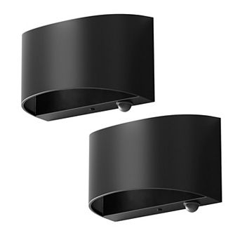 7.9 in Modern Wall Light 2 Pack Matte Black Motion Sensor 9.55W LED 3000K for Corridor Porch