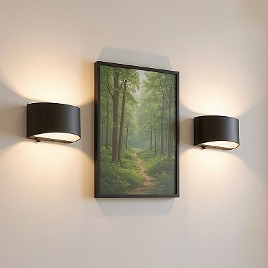 7.9in Modern Wall Light 2 Pack Matte Black Motion Sensor 9.55W LED 3000K for Corridor Porch