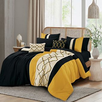 Black and Yellow Comforter Set with Sheets