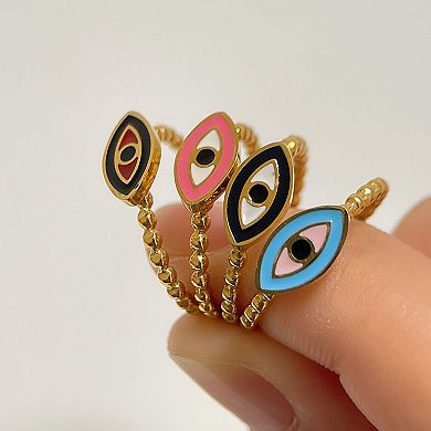 Women's Enamel Evil Eye Ring - Adjustable Statement Ring for Daily & Stylish Wear