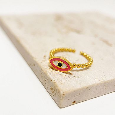 Women's Enamel Evil Eye Ring - Adjustable Statement Ring for Daily & Stylish Wear
