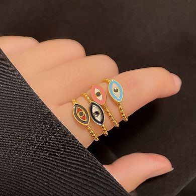Women's Enamel Evil Eye Ring - Adjustable Statement Ring for Daily & Stylish Wear