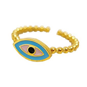 Women's Enamel Evil Eye Ring - Adjustable Statement Ring for Daily & Stylish Wear