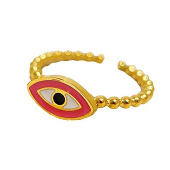 Women's Enamel Evil Eye Ring - Adjustable Statement Ring for Daily & Stylish Wear