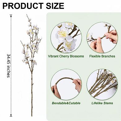 KSIZUIS 6 Silk Cherry Blossom Branches 34.45" Long Real Touch for Wedding Home Party Decoration