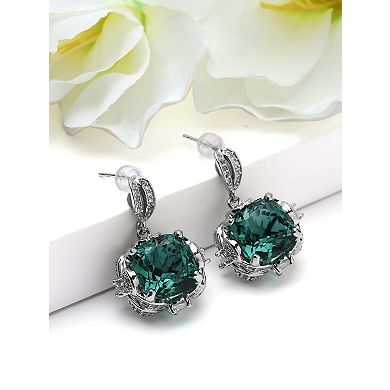 AGP PARIS Cushion Cut Halo Drop Earrings