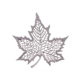 Women's Silver Tone Zircon Crystals Gold Plated Fashion Leaf Brooch Pin