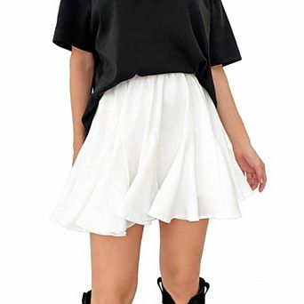 Women's Casual Ruffle Mini Pleated Skirt A-Line Short Skirt for Daily Outings