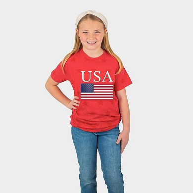 USA Flag Solid - Youth Short Sleeve Star Tee