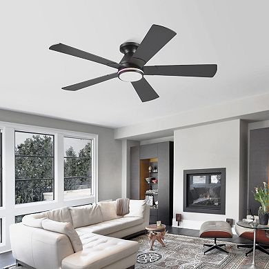 52 Inch RGB Low Profile Ceiling Fan with Light Quiet Reversible DC Motor Remote