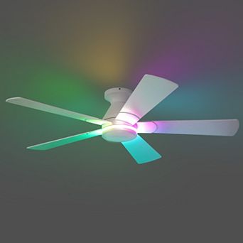 52 Inch RGB Low Profile Ceiling Fan with Light Quiet Reversible DC Motor Remote