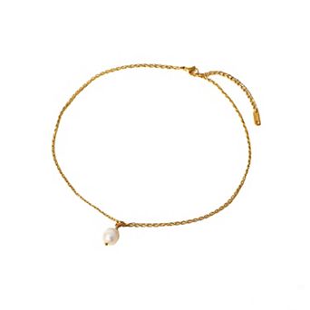 Minimal Pearl Pendant Necklace with Chain Simple Elegant Everyday Jewelry