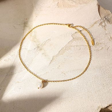 Minimal Pearl Pendant Necklace with Chain Simple Elegant Everyday Jewelry