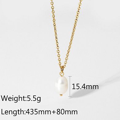 Minimal Pearl Pendant Necklace with Chain Simple Elegant Everyday Jewelry