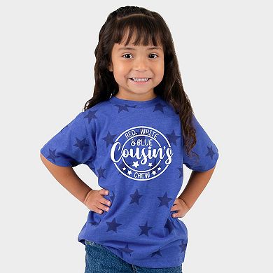 Red White And Blue Cousin's Crew - Toddler Short Sleeve Star Tee