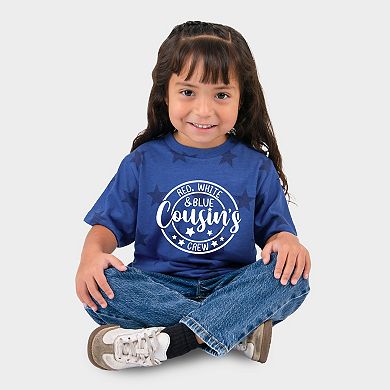 Red White And Blue Cousin's Crew - Toddler Short Sleeve Star Tee