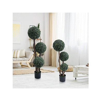 Artificial Triple Ball Boxwood Topiary Tree Fake Boxwood Topiary Ball Trees Milan Grass 3 Ball
