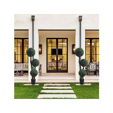 Artificial Triple Ball Boxwood Topiary Tree Fake Boxwood Topiary Ball Trees Milan Grass 3 Ball