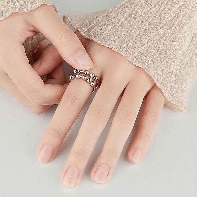 Women's Beaded Wrap Ring Adjustable Layered Ball Detailing Modern Minimalist Jewelry Accessory 0.4in