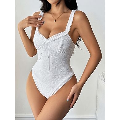 Women Floral Lace Sleeveless Corset Top Lace Shapewear Bodysuit