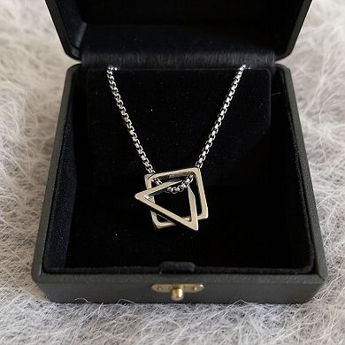 Women's Interlocking Triangle Pendant Necklace with Minimalist Geometric Design