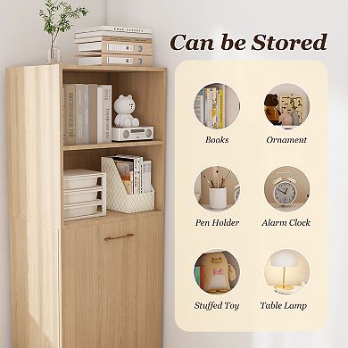 Merax Stretchable desk, office desk with storage shelves and mobile wheels