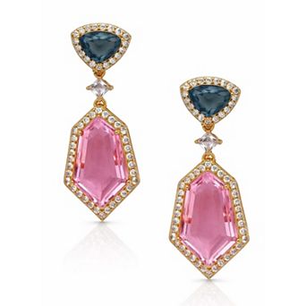 AGP PARIS Geometric Double Stone Drop Earrings